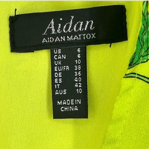 Aidan Mattox Vibrant Green Floral Asymmetrical Dress Women Size 6 - Picture 2 of 9